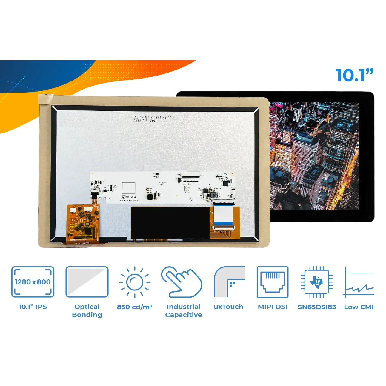 Display Glass Rvt RVT101HVDNWC00-B Riverdi 10.1