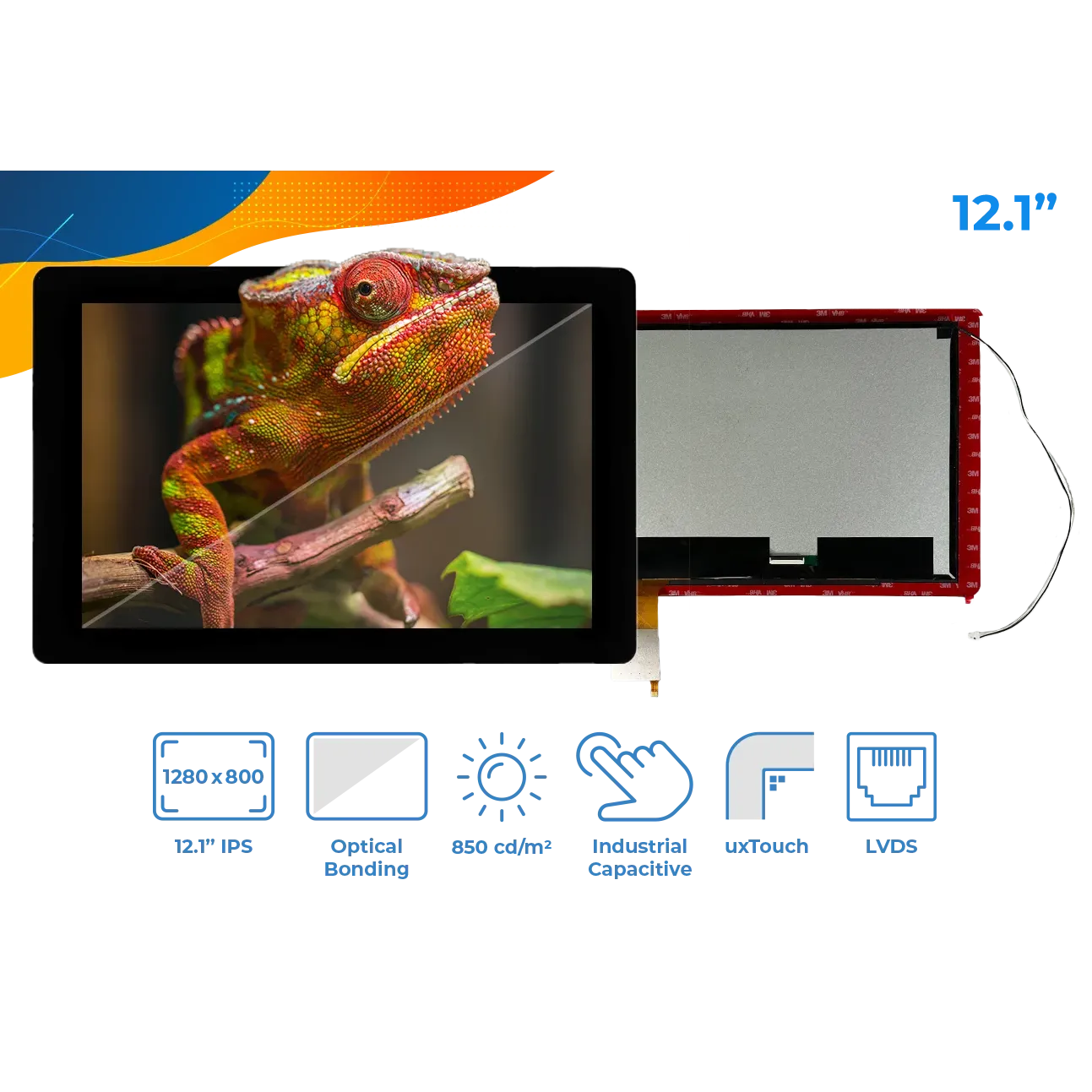Display Glass Rvt RVT121HVLNWC00-B Riverdi 12.1