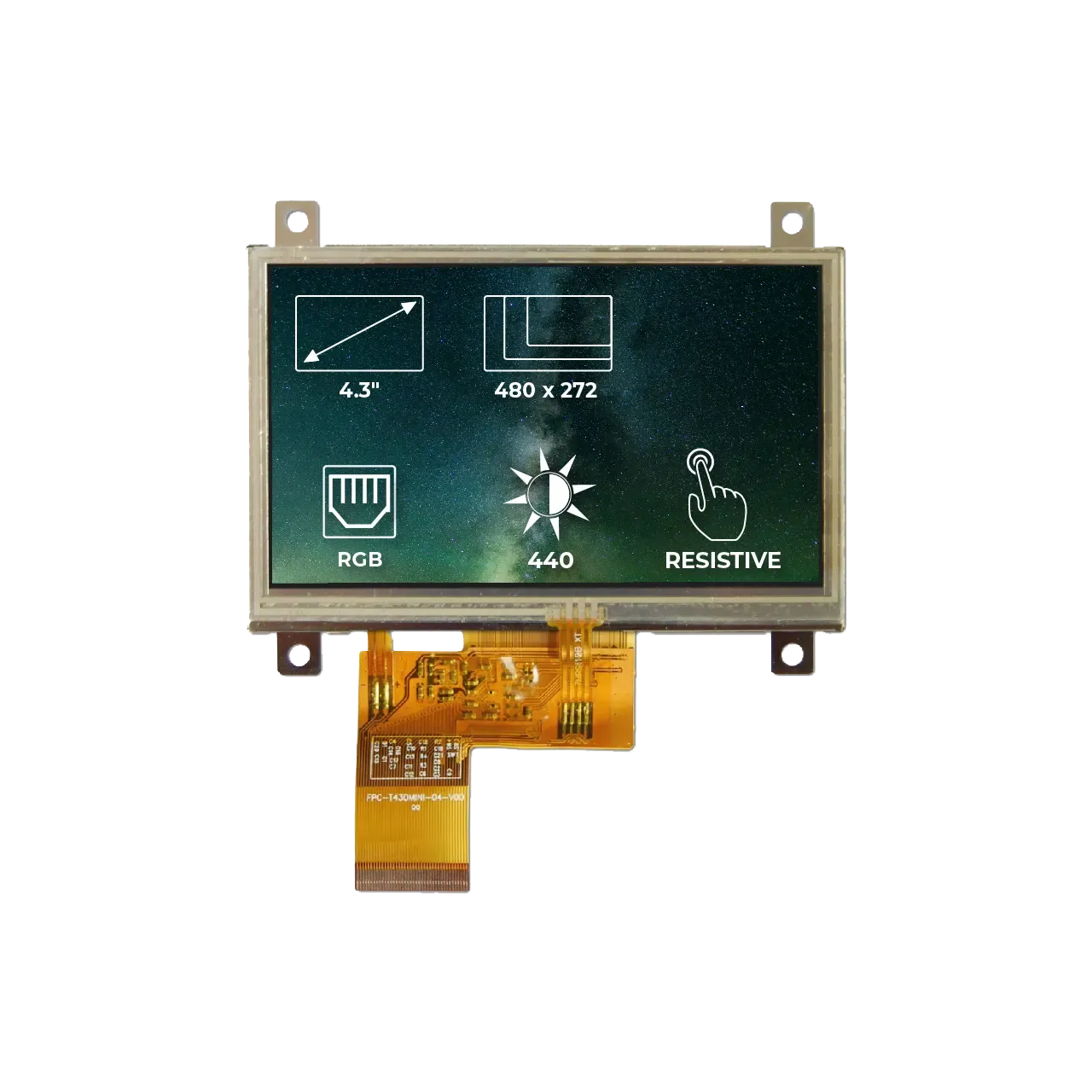 Display Glass Rvt RVT4.3A480272TFWR00 Riverdi 4.3